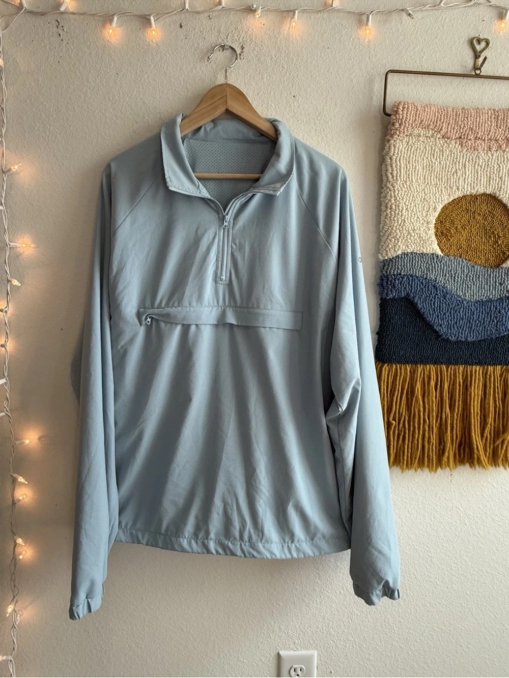 Alo Yoga Ripstop Light Blue Pullover Quarter Zip Men’s L XL Athleisure Gym